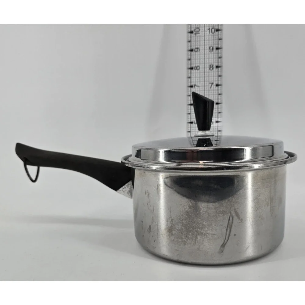 Vtg Regal Ware Imperial 18-8 3 Ply Stainless Steel 2 Qt Saucepan W/ Lid Bakelite